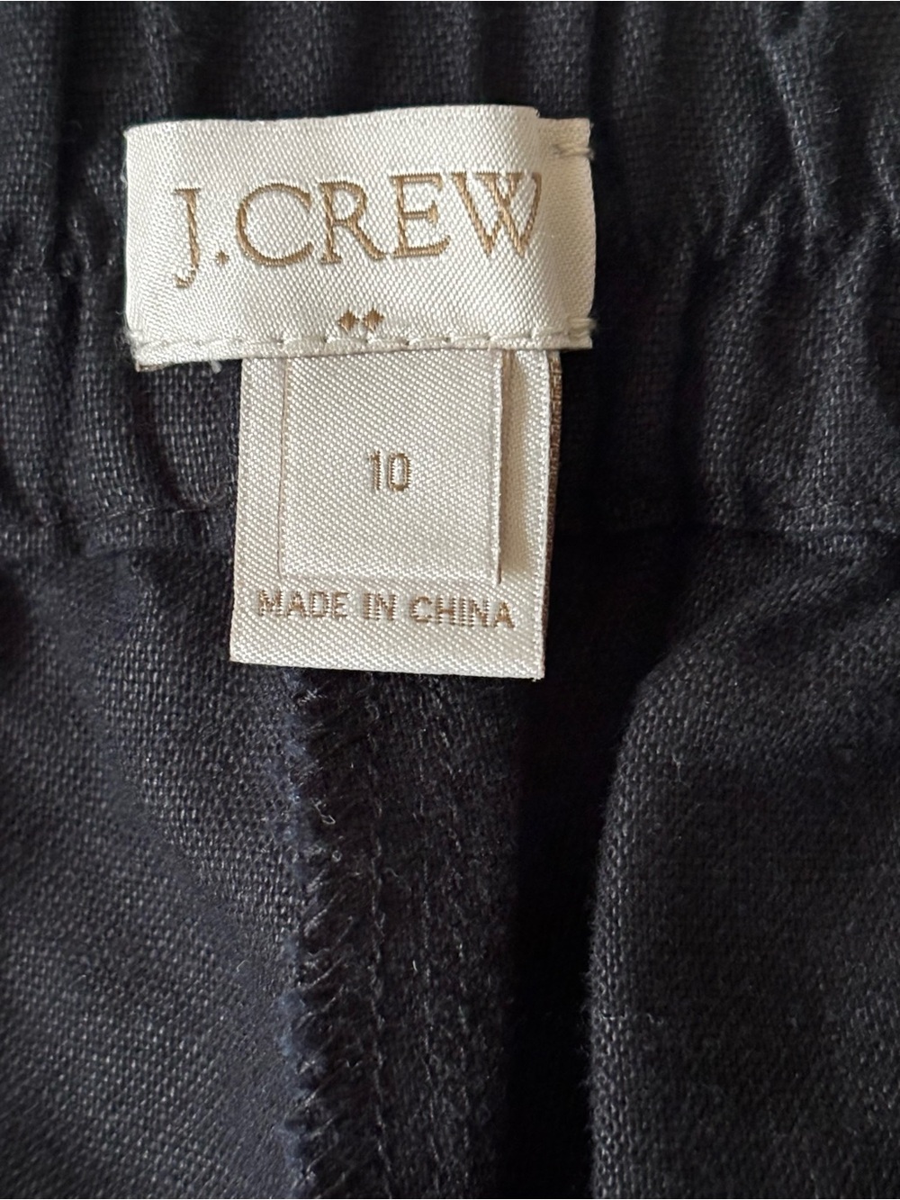 J.Crew City Fit Linen Cotton Tie-Waist Pants Black Size 10 - Picture 3 of 4